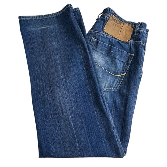 Vintage Akademiks Mens 36X32 Dark Wash Straight Leg Y2K Baggy Jeans - Picture 1 of 8